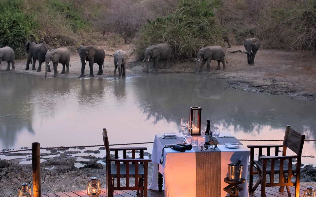 Romantic dinner at Kanga Camp waterhole