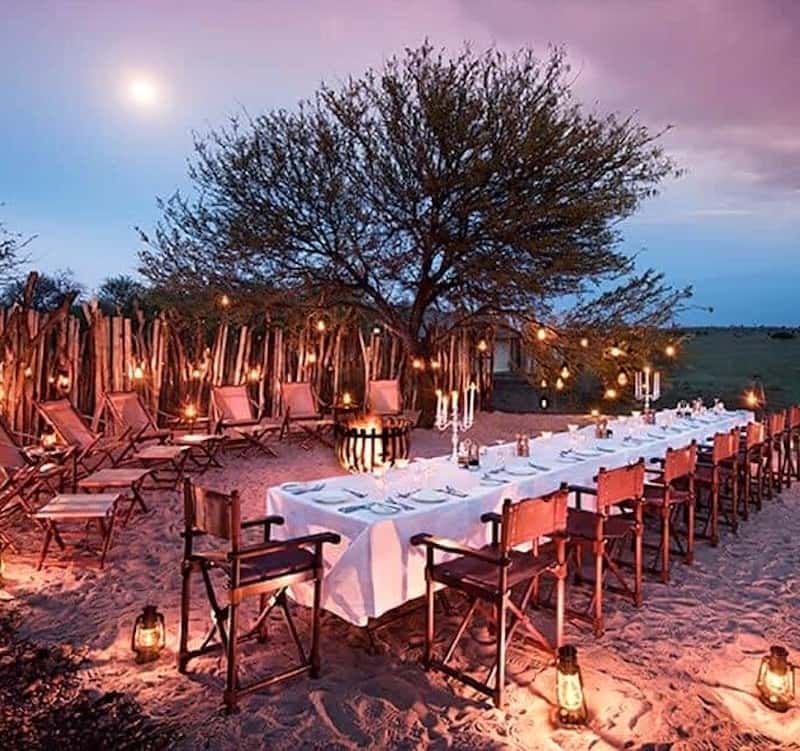 Private dinner in the bush at One Nature Nyaruswiga